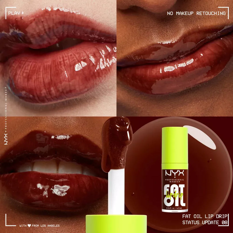 NYX PROFESSIONAL MAKEUP Lip Gloss Fat Oil Lip Drip 08 Status Update, 4.8 ml