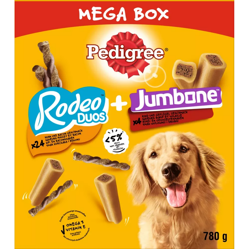 Pedigree Hondensnack, Rodeo & Giant Bone Maxi Mixbox, 780 g