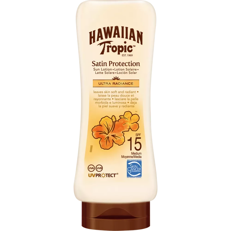 Hawaiian Tropic Zonnemelk satijnbescherming, SPF 15, 180 ml