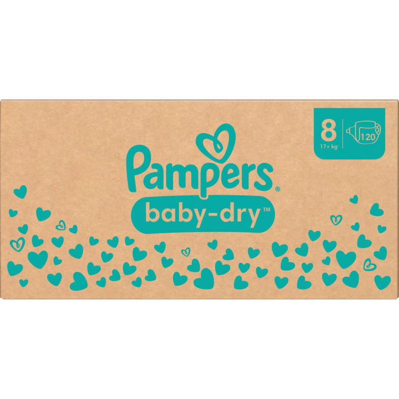 Pampers Luiers Baby Dry Gr.8 Extra Large (17+ kg), maandelijkse doos, 120 stuks.