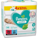 Lingettes humides Pampers Sensitive (4 x 52 pièces), 208 pièces.