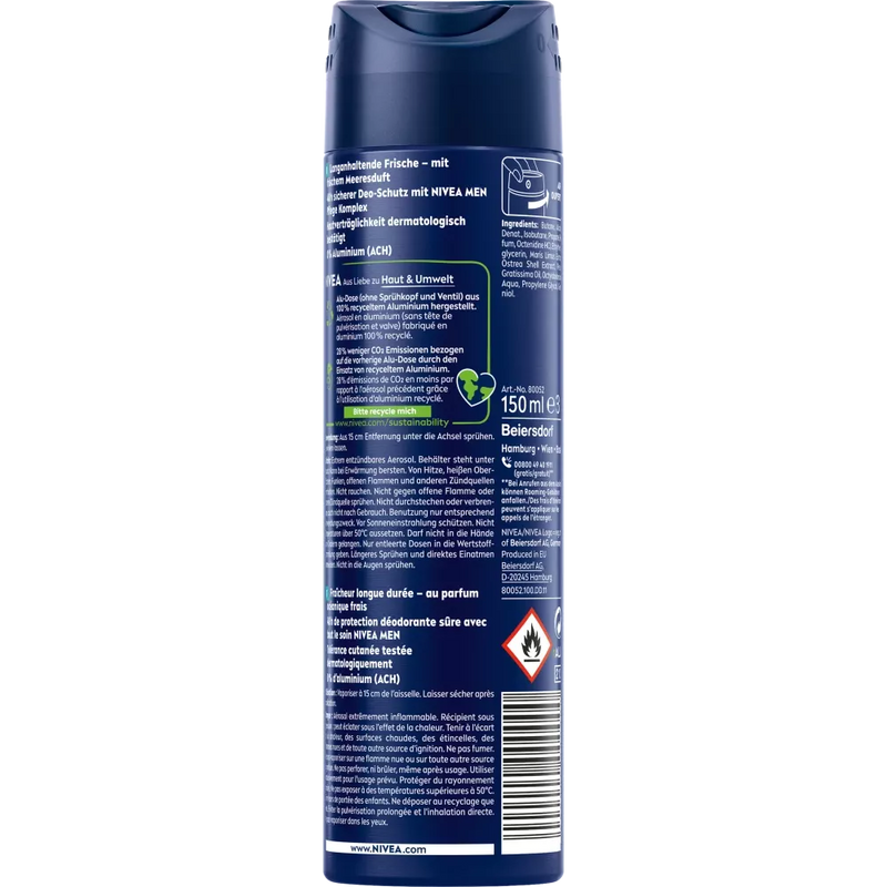 NIVEA Deo Spray Deodorant Verse Oceaan, 150 ml