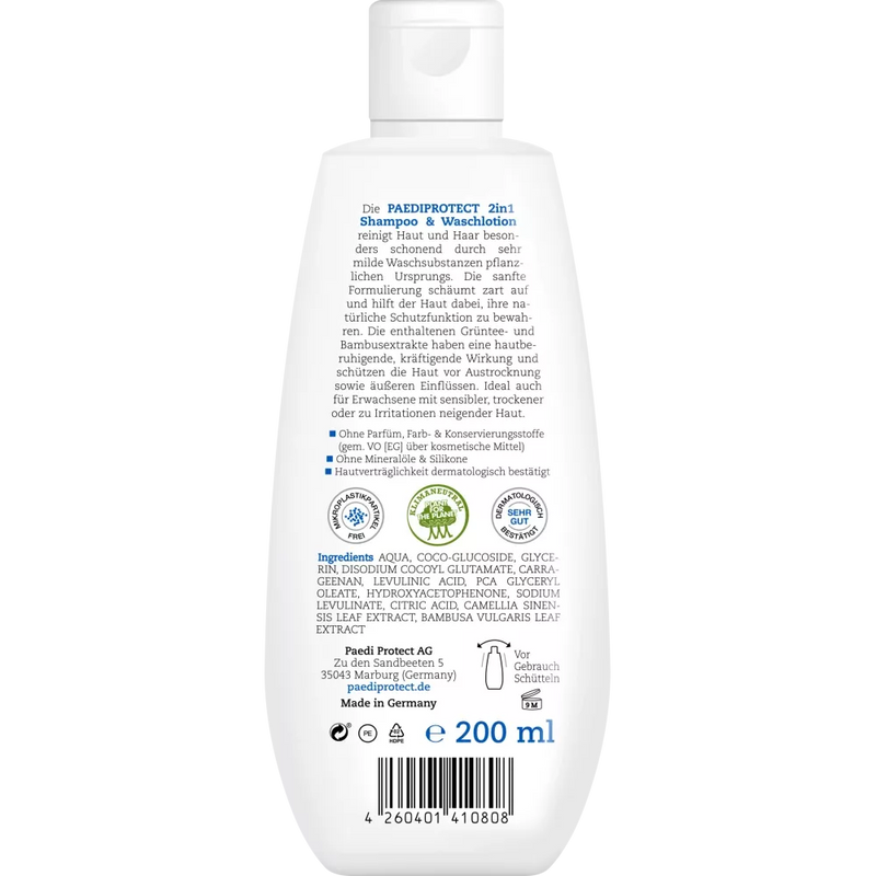 PAEDIPROTECT Baby Shampoo & Waslotion 2in1, 200 ml