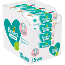 Lingettes humides Pampers Sensitive (15 x 80 pièces), paquet économique, 1 200 pièces