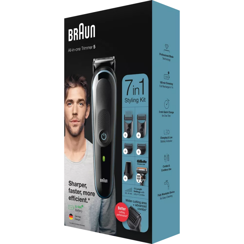 Braun Scheerapparaat voor het lichaam, Multi Grooming Kit All-in-one MGK5345 Zwart, 1 stuk