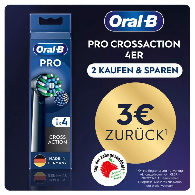 Oral-B PRO CrossAction borstels zwart, 4 stuks.