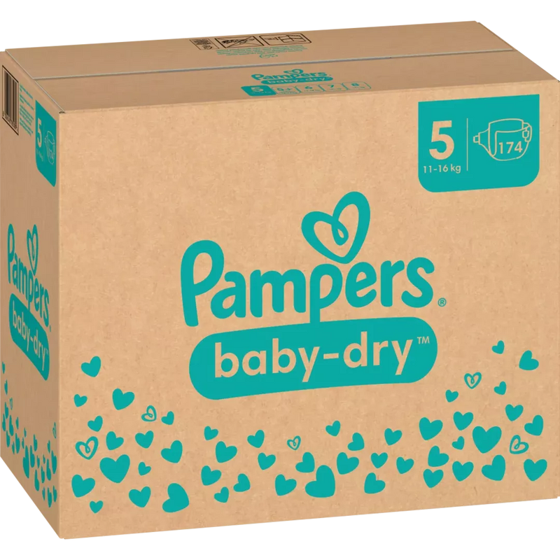 Pampers Luiers Baby Dry Gr.5 Junior (11-16kg), maandelijkse doos, 174 stuks.