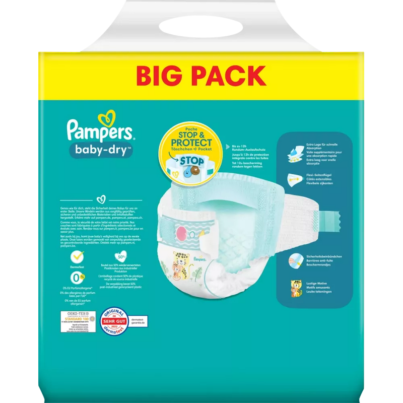 Couches Pampers Baby Dry Gr.6 Extra Large (13-18 kg), paquet en vrac, 52 pièces.