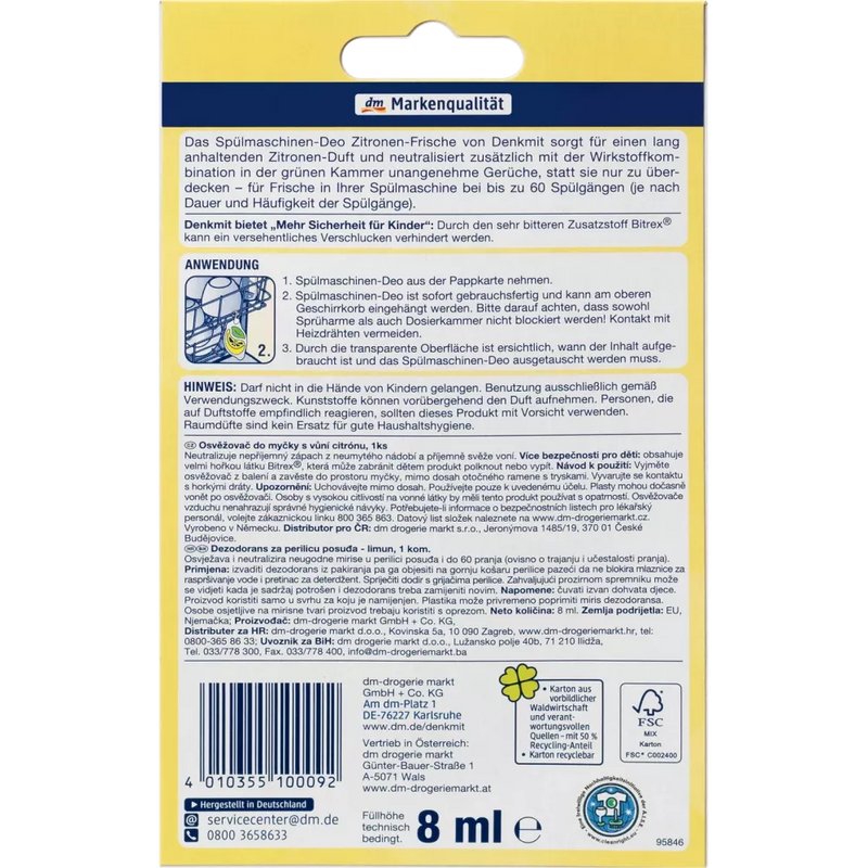 Denkmit Vaatwasser deodorant citroen freshness, 1 st.