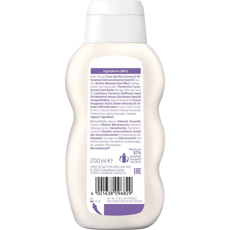 Weleda Baby witte mallow bodymilk, 200 ml