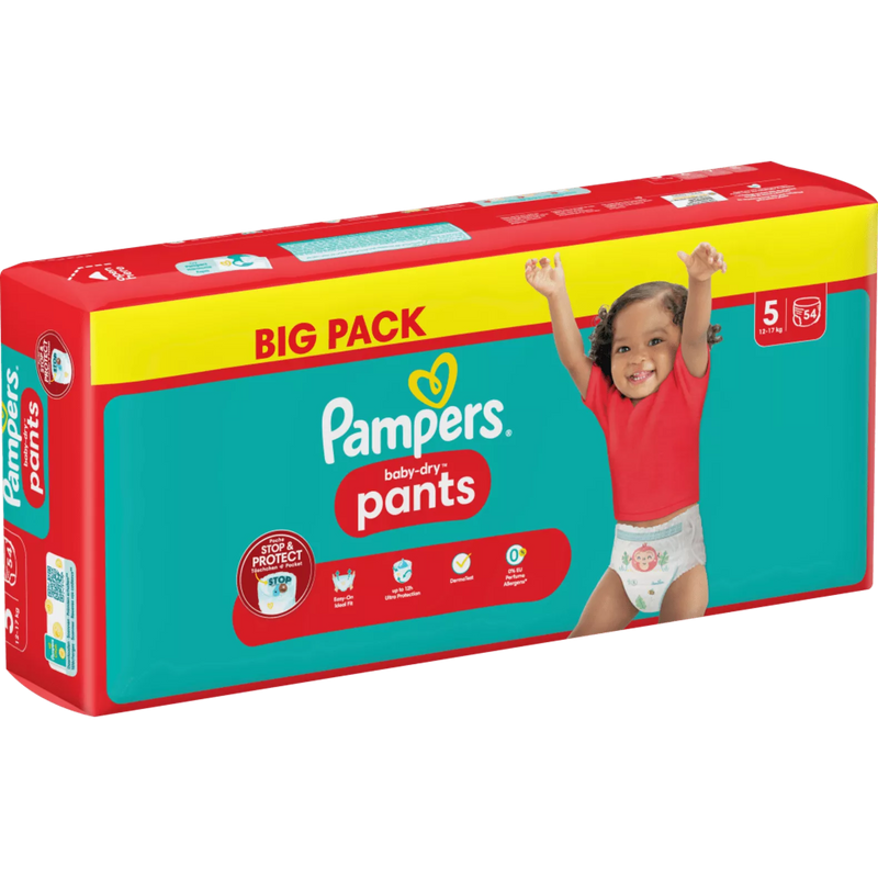 Pampers Babybroekjes Baby Dry Gr.5 Junior (12-17 kg), grootverpakking, 54 stuks.