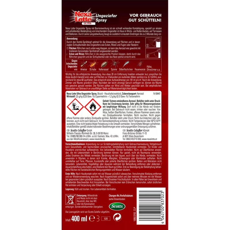 Nexa Lotte Ongedierte Spray Ultra, 400 ml