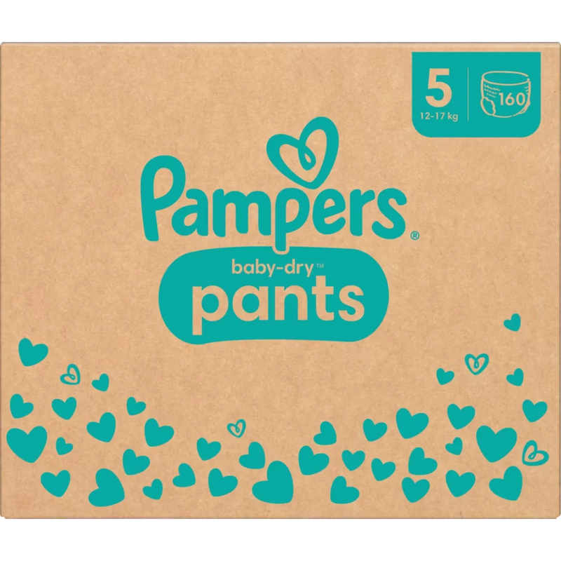 Pampers Babybroekjes Baby Dry Gr.5 Junior (12-17 kg), maandelijkse doos, 160 stuks.