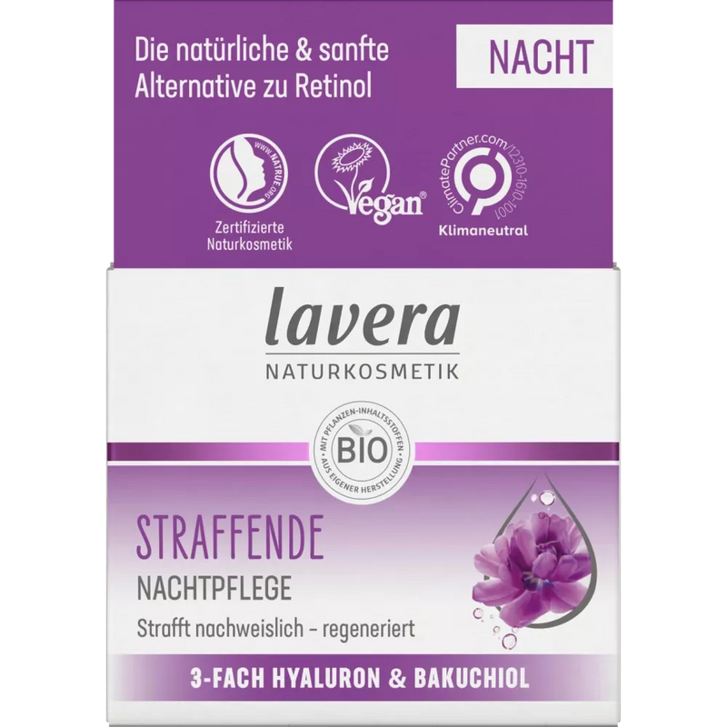 Lavera Nachtcrème Verstevigende Drievoudige Hyaluron & Bakuchiol, 50 ml