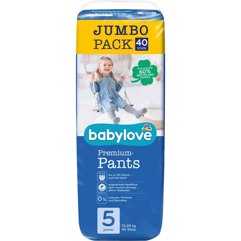 babylove Babybroekjes Premium maat 5 Junior (13-20 kg), Grootverpakking, 40 stuks