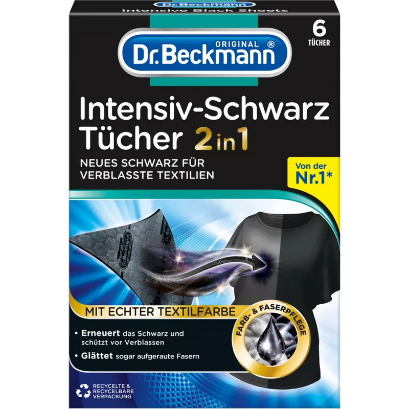 Dr. Beckmann Verfdoekjes Intensive Black 2 in 1, 6 stuks