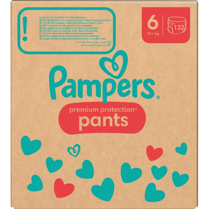 Pampers Babybroek Premium Protection Gr.6 Extra Large (15+ kg), maandelijkse doos, 132 stuks.