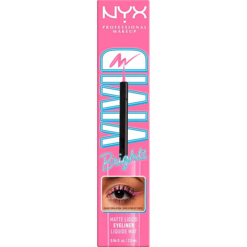 NYX PROFESSIONAL MAKEUP Vloeibare Eyeliner Matte Levendige Helder 08 Roze Niet Tweemaal, 2 ml