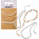 Ensemble de bracelets ebelin aspect argent et or, 3 pièces.