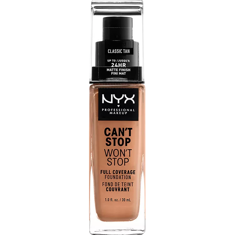 NYX PROFESSIONAL MAKEUP Foundation Can't Stop Won't Stop 24-Hour Classic Tan 12, 30 ml