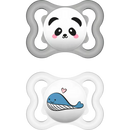 MAM Tétine à Ventouse Supreme Silicone, Gris/Blanc, 0-6 Mois, Lot de 2.