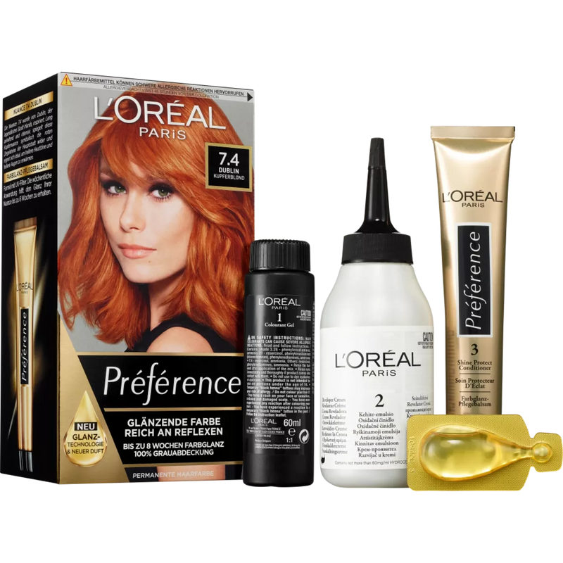 L'ORÉAL PARIS PRÉFÉRENCE Haarkleuring koper blond, 7.4 Dublin, 1 stuk