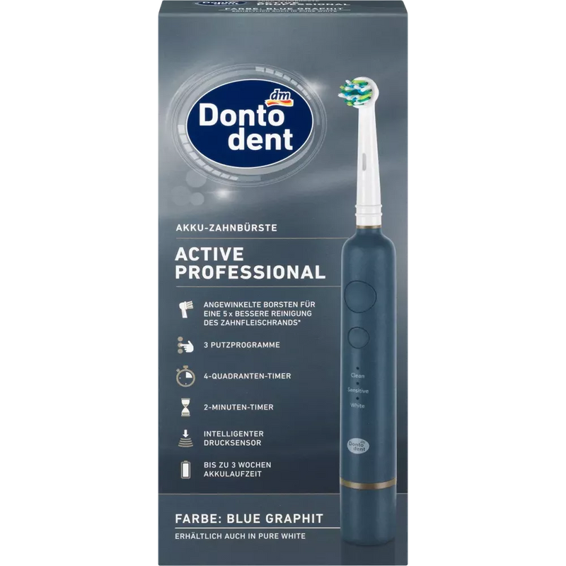 Dontodent Active Professional elektrische tandenborstel Pure White/Graphite Blue, 1 st