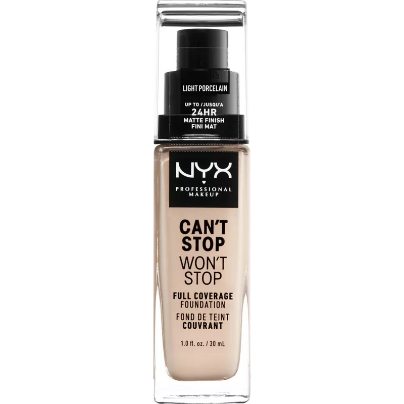 NYX PROFESSIONAL MAKEUP Foundation Can't Stop Won't Stop 24-Hour Light Porcelain 1.3, 30 ml