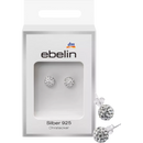 ebelin Clous d'oreilles boule avec strass argent 925, 2 pièces.