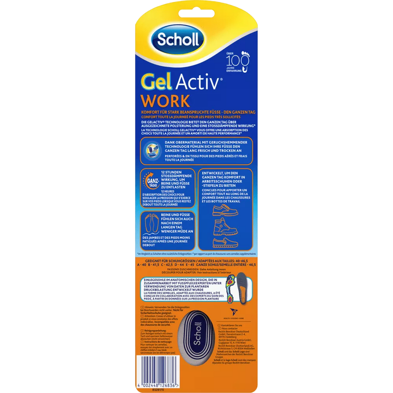 Scholl Inlegzolen, Gel Activ Work voor mannen (1 paar),