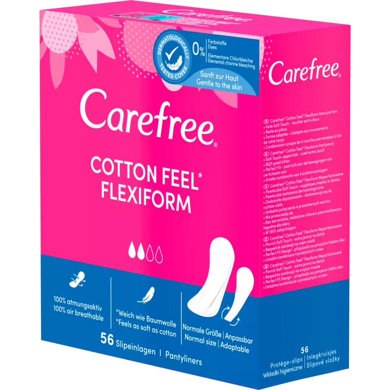 Carefree Cotton Feel Flexiform inlegkruisje zonder geurstof, 56 stuks