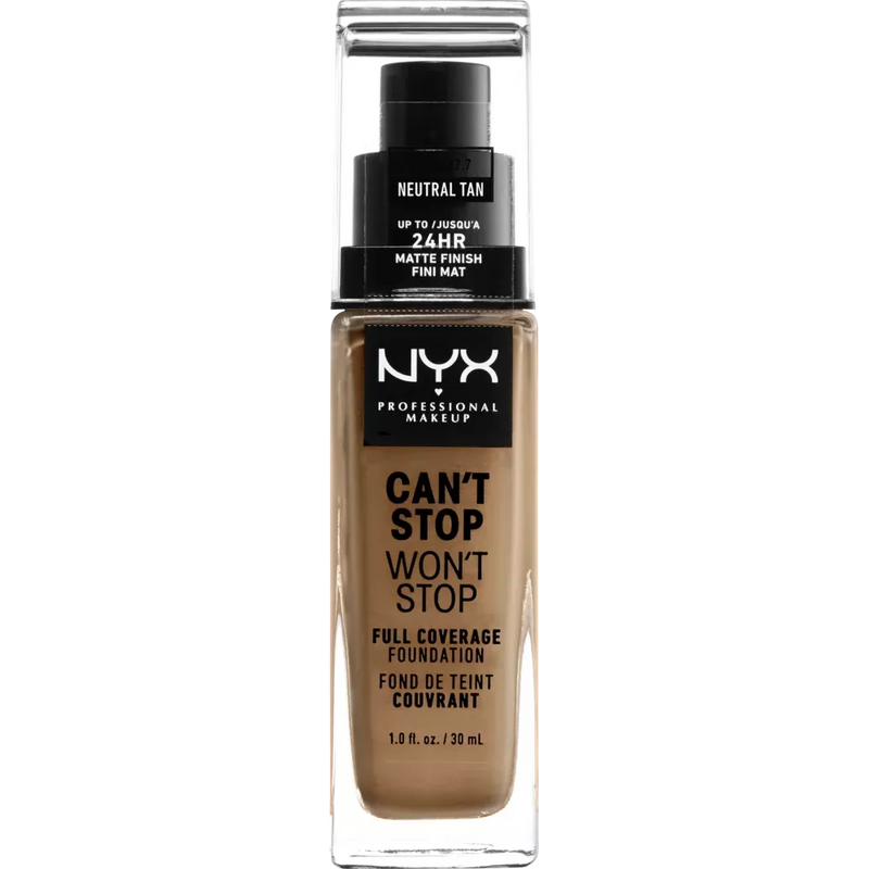 NYX PROFESSIONAL MAKEUP Foundation Can't Stop Won't Stop 24 Uur Neutraal Bruin 12.7, 30 ml