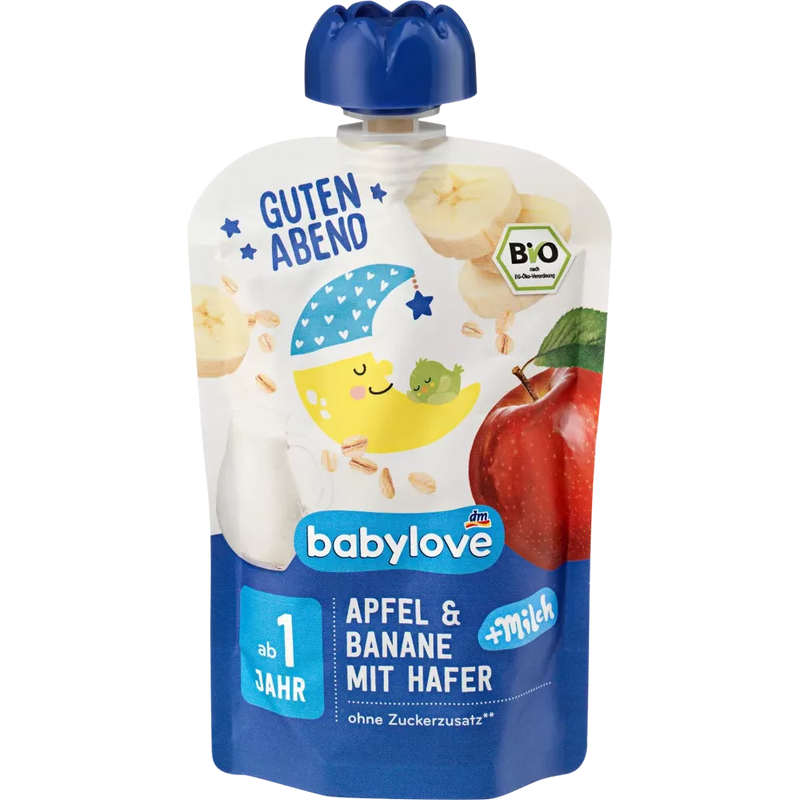 babylove Quetschie Goedenavond Appel-Banaan-Aver-Melk recyclebaar vanaf 1 jaar, 100 g