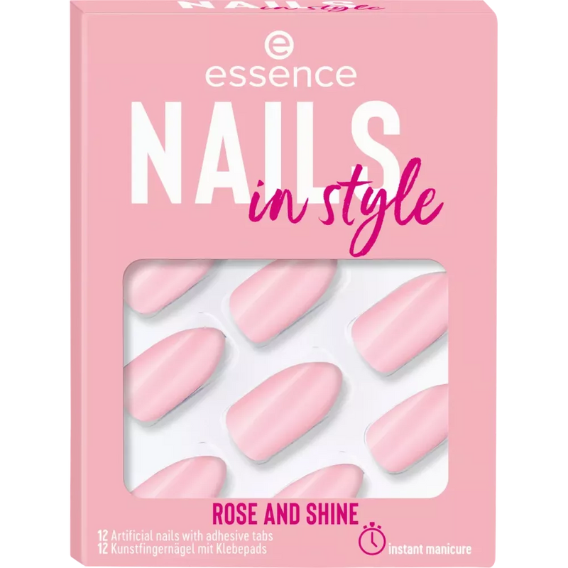 essence Kunstnagels In Stijl 14 Rose And Shine, 12 stuks.