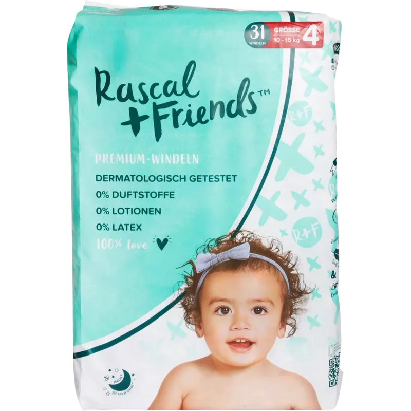Rascal+Friends Baby Luiers maat 4, 10-15 kg, 31 stuks