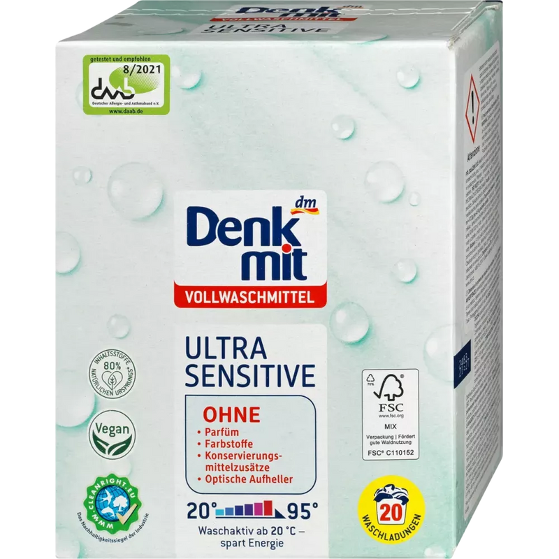 Denkmit Waspoeder Ultra Sensitive voor intensief gebruik, 1.35 kg
