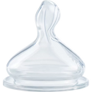 Nuk Ventielspeen First Choice+ silicone, 0-6 maanden, gatmaat S (tee), 2 stuks.