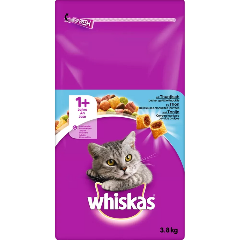 Whiskas Katten Droogvoer, Adult 1+, Tonijn, 3,8 kg