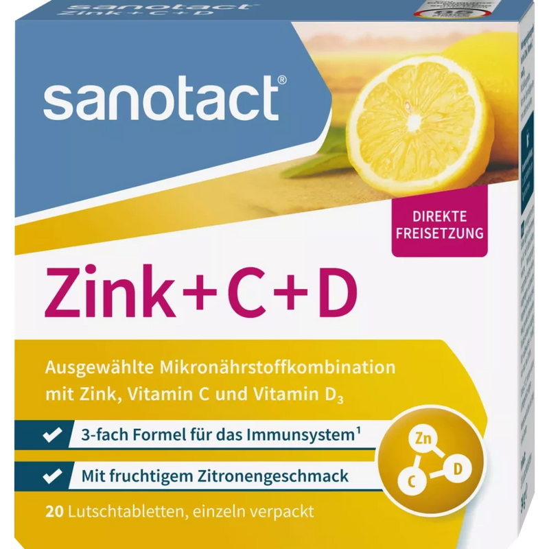 sanotact Zink + C + D zuigtabletten 20 stuks, 34 g
