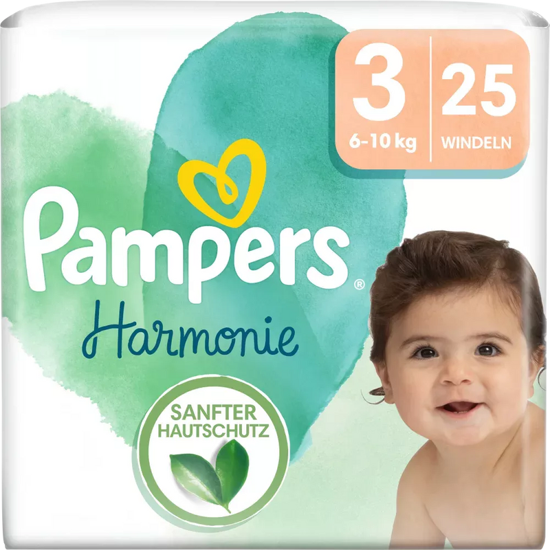 Couches Pampers Harmonie taille 3 Midi (6-10 kg), 25 pièces.