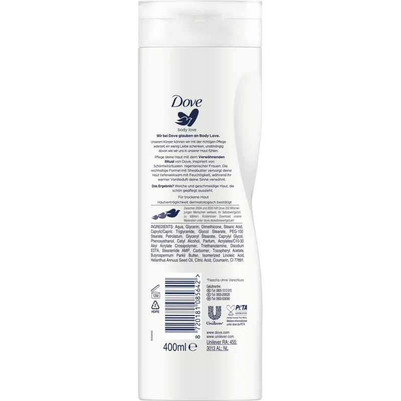 Dove Body Lotion Verwenritueel met Sheaboter en Vanillegeur, 0.4 l