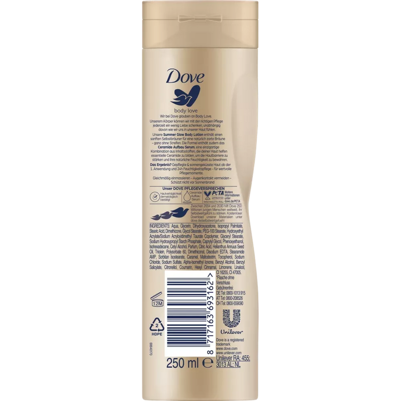 Dove Body Lotion Care Plus Summer Glow, 250 ml