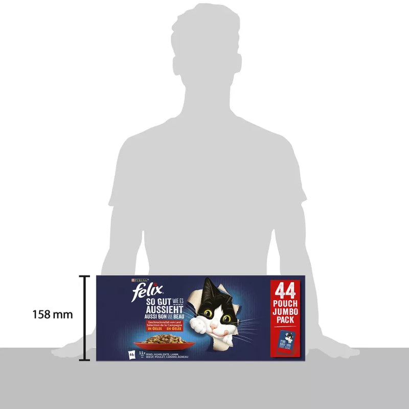 Felix Katten Natvoer, adult, diverse smaken van het platteland in gelei, multipack (44 x 85g), 3,74 kg