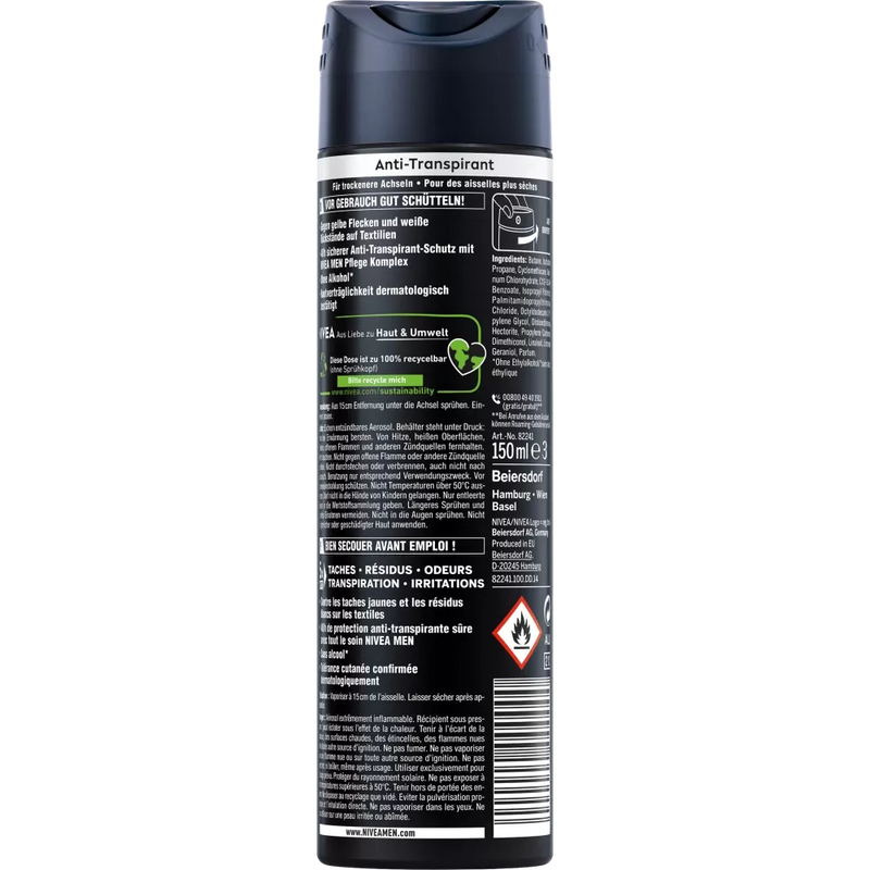 NIVEA MEN Deo Spray Antiperspirant Black&White Power, 150 ml