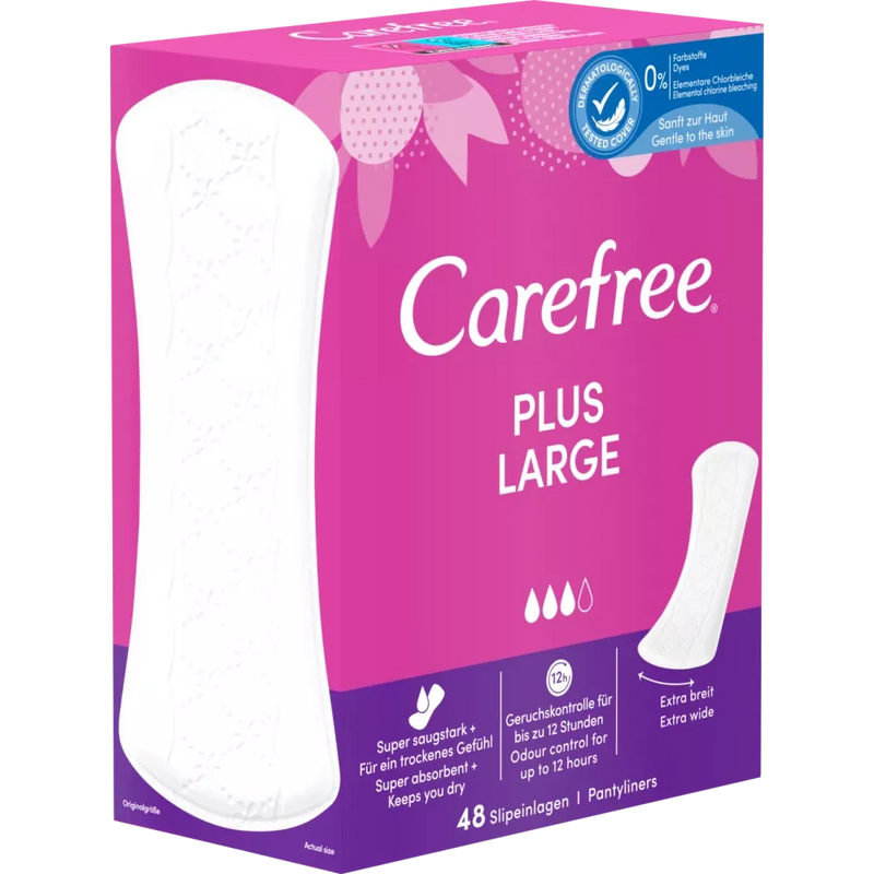 Carefree Inlegkruisje Large Plus zonder parfum, 48 stuks