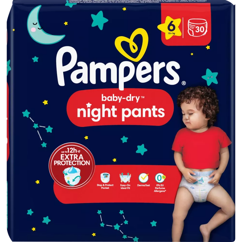 Pampers Babybroekjes nacht Baby Dry maat 6 (15+ kg), 30 stuks.