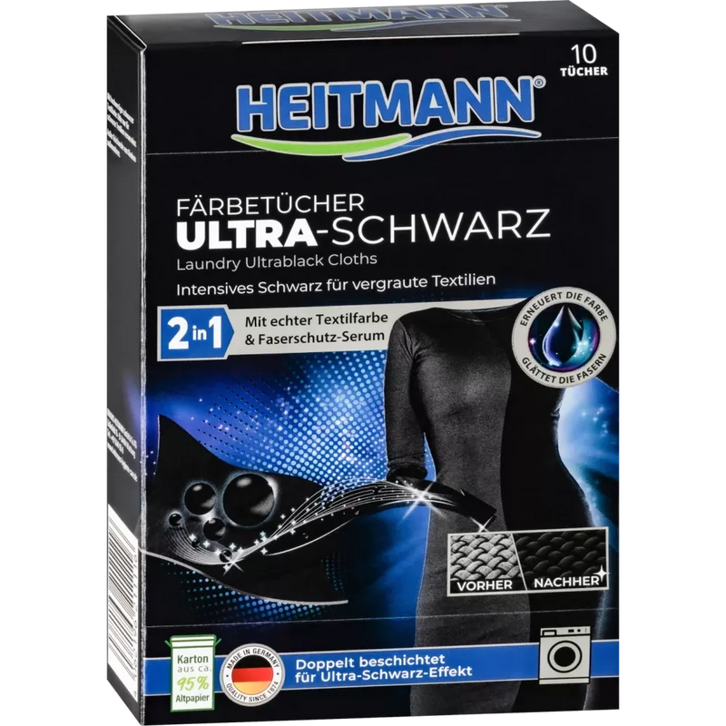Heitmann Verfdoeken Ultra Zwart 2in1, 10 stuks.