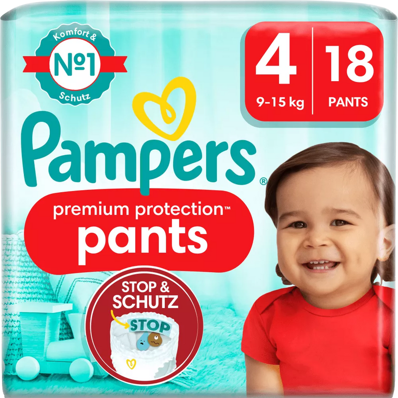 Pampers Babybroek Premium Protection maat 4 Maxi (9-15 kg), 18 stuks.