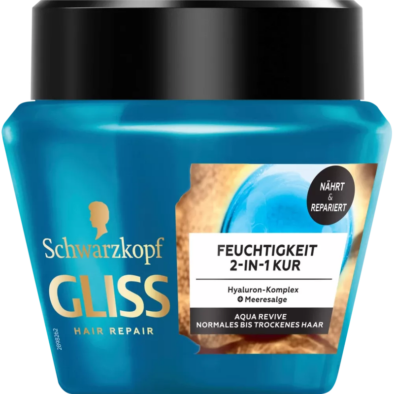 Schwarzkopf GLISS Haarbehandeling 2-in-1 vochtinbrengend, Aqua Revive, 300 ml