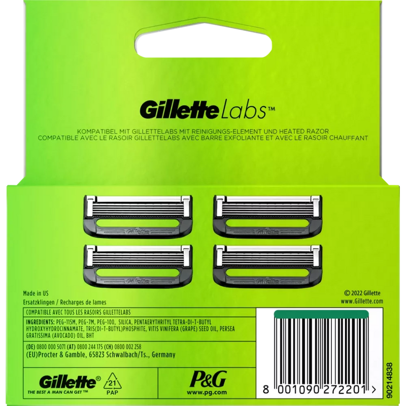 Gillette Labs Scheermesjes, 4 stuks